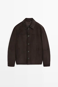 Suede leather pocket overshirt