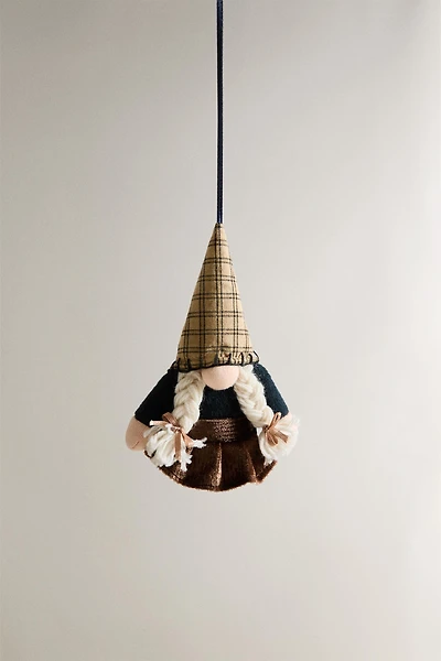CHRISTMAS TREE ORNAMENT GNOME WITH BRAIDS