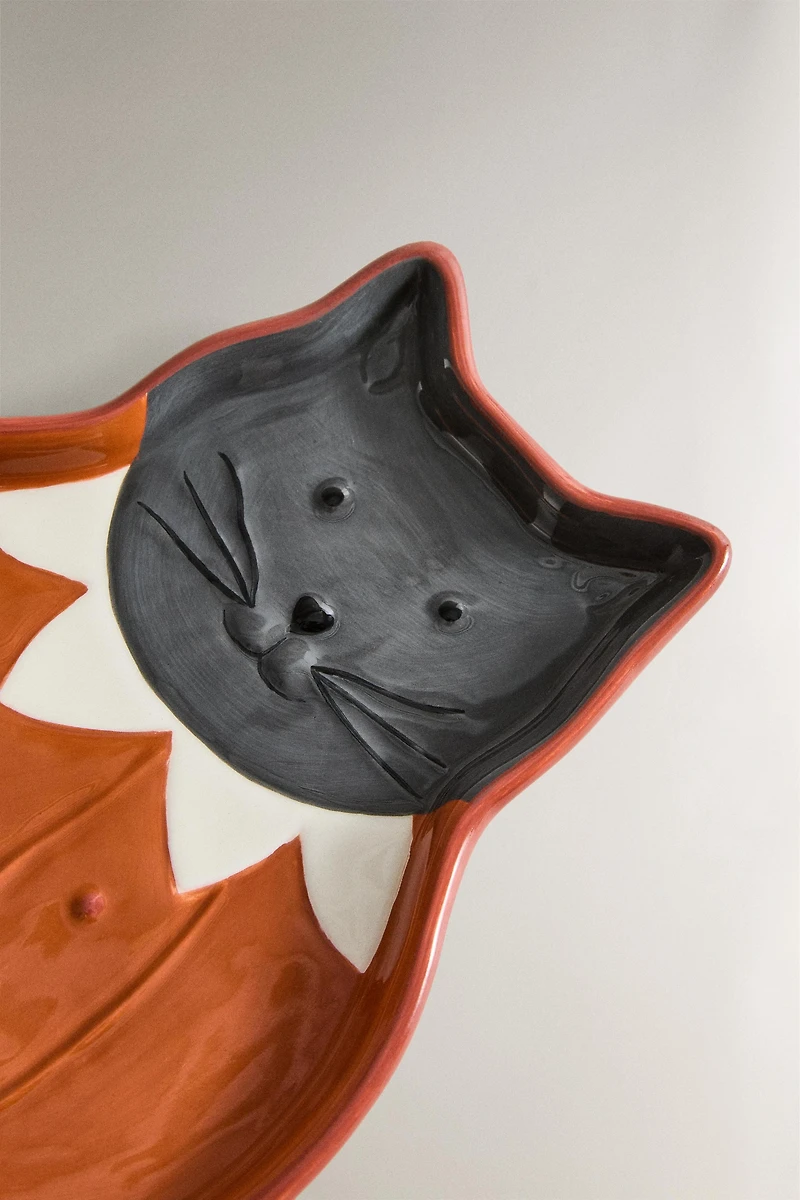 CHILDREN'S HALLOWEEN CAT STONEWARE PLATE