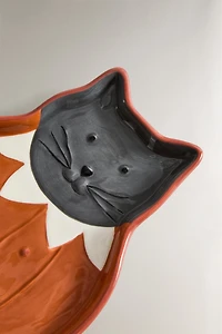 CHILDREN'S HALLOWEEN CAT STONEWARE PLATE