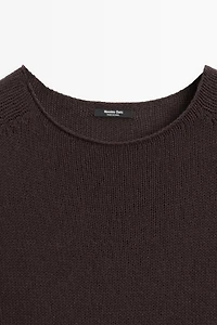 Cotton blend short sleeve knit sweater