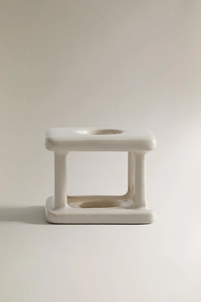 WHITE CERAMIC TOOTHBRUSH HOLDER