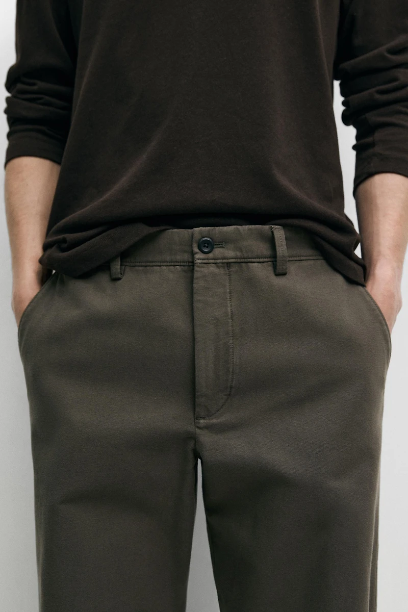Pantalon tapered fit coton