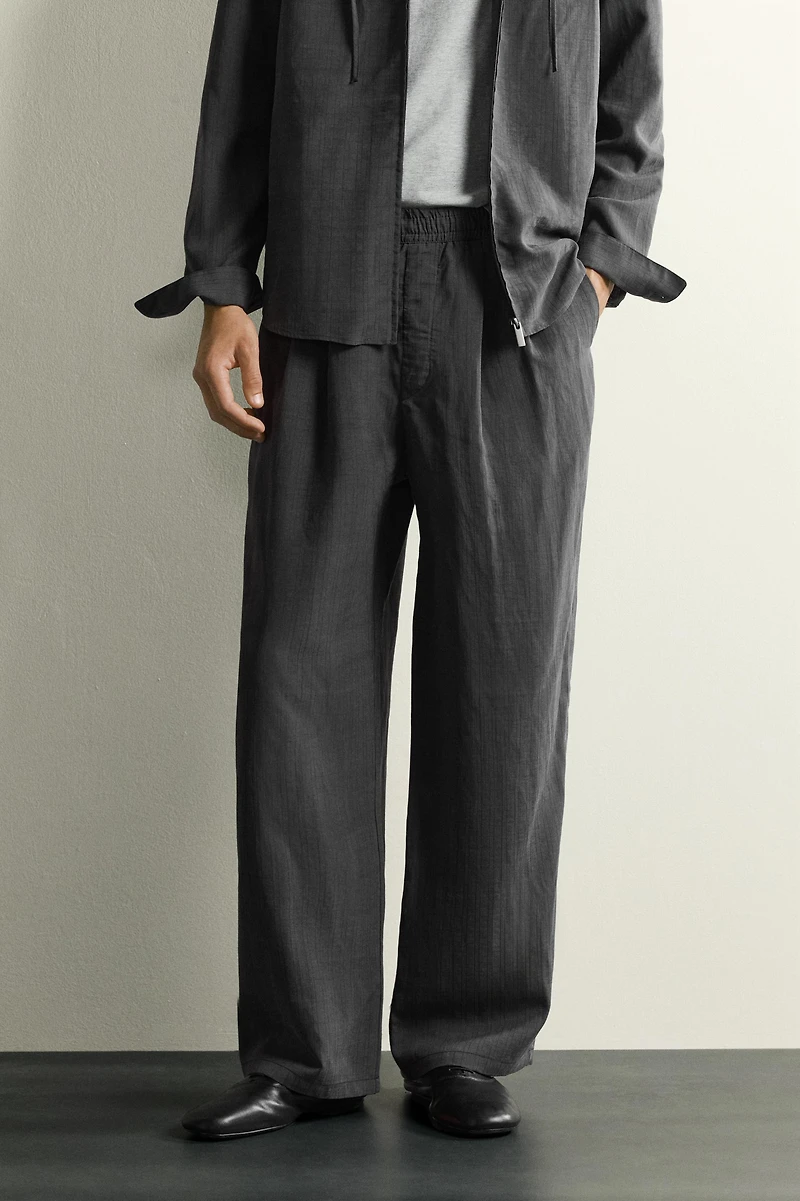 RELAXED FIT STRIPED FLOWY PANTS