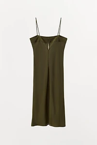 100% SILK STRAPPY MIDI DRESS