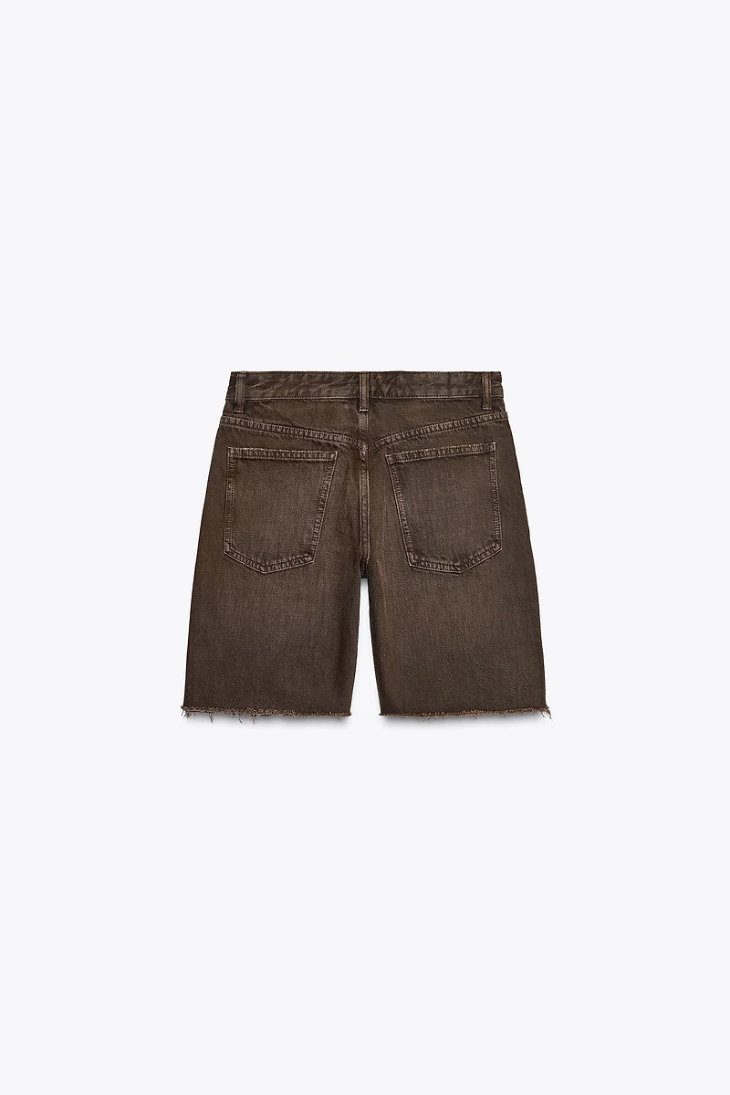 MID-RISE RIPPED TRF DENIM SHORTS
