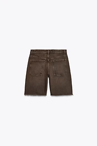MID-RISE RIPPED TRF DENIM SHORTS