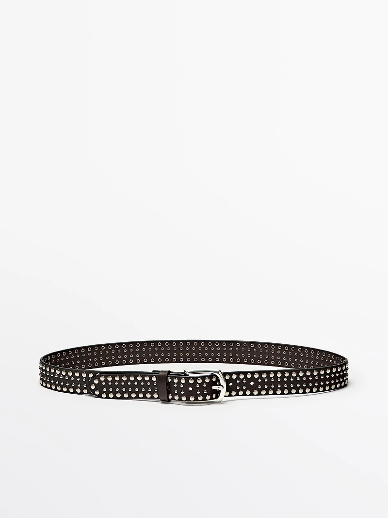 Nappa leather studded belt