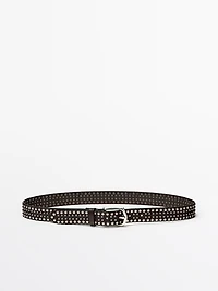 Nappa leather studded belt