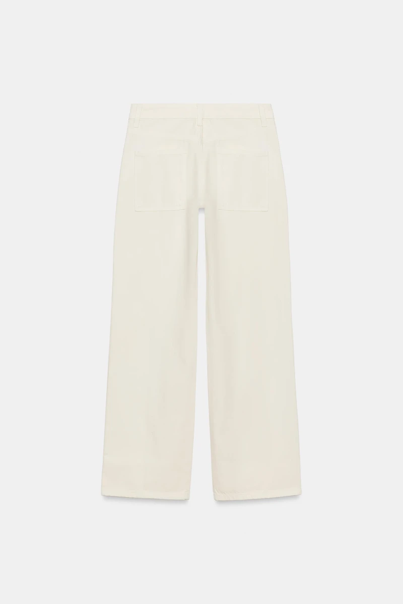 LOW-RISE EYELET STRAIGHT PANTS