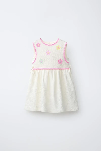 COMBINATION TEXTURED FLORAL DRESS