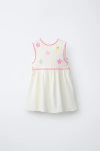 COMBINATION TEXTURED FLORAL DRESS