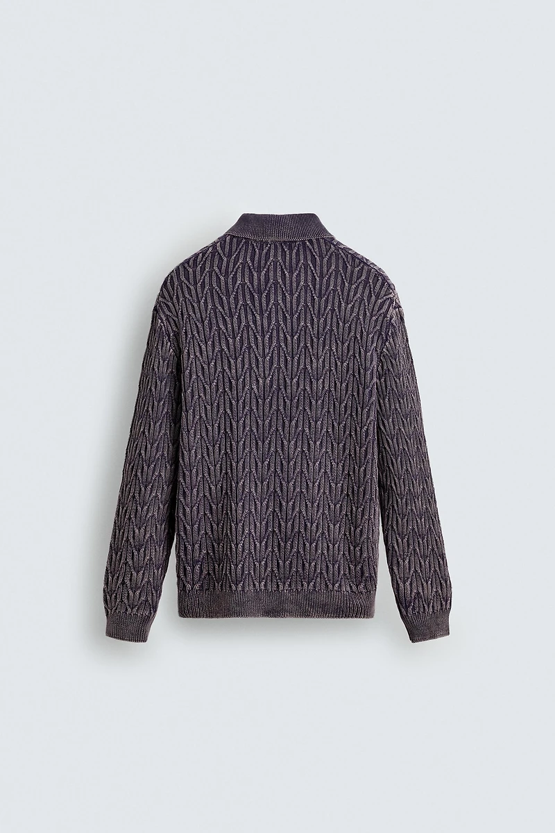 GEOMETRIC JACQUARD KNIT POLO SHIRT