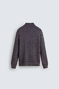 GEOMETRIC JACQUARD KNIT POLO SHIRT