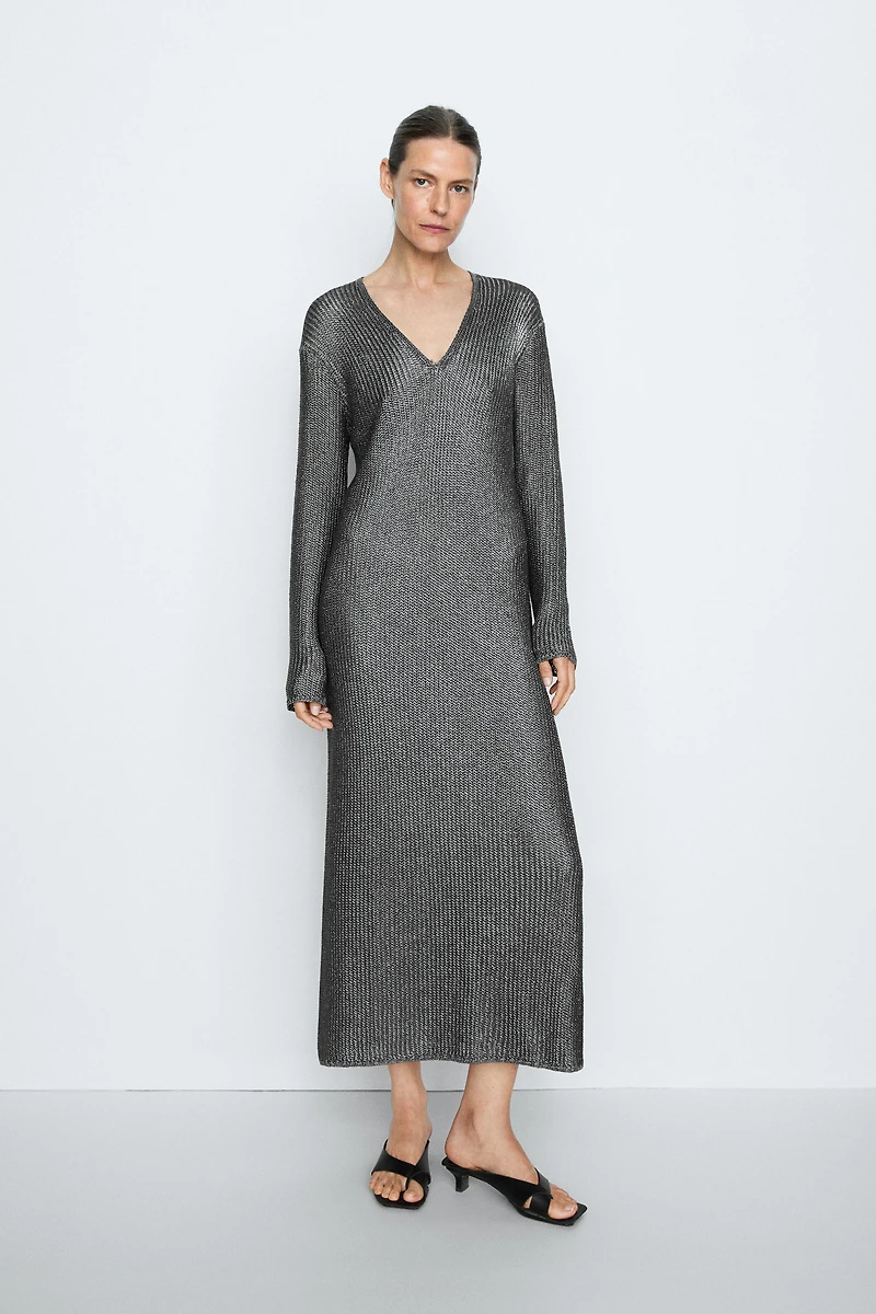 Long metallic knit dress - STUDIO