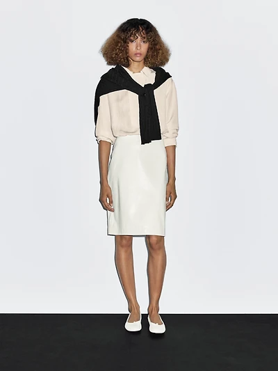 Nappa leather midi skirt