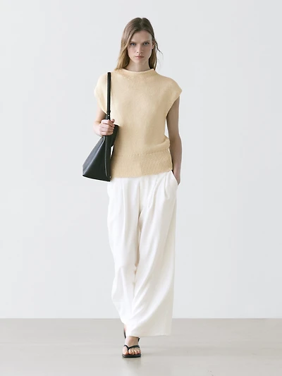 Pantalon wide leg à plis