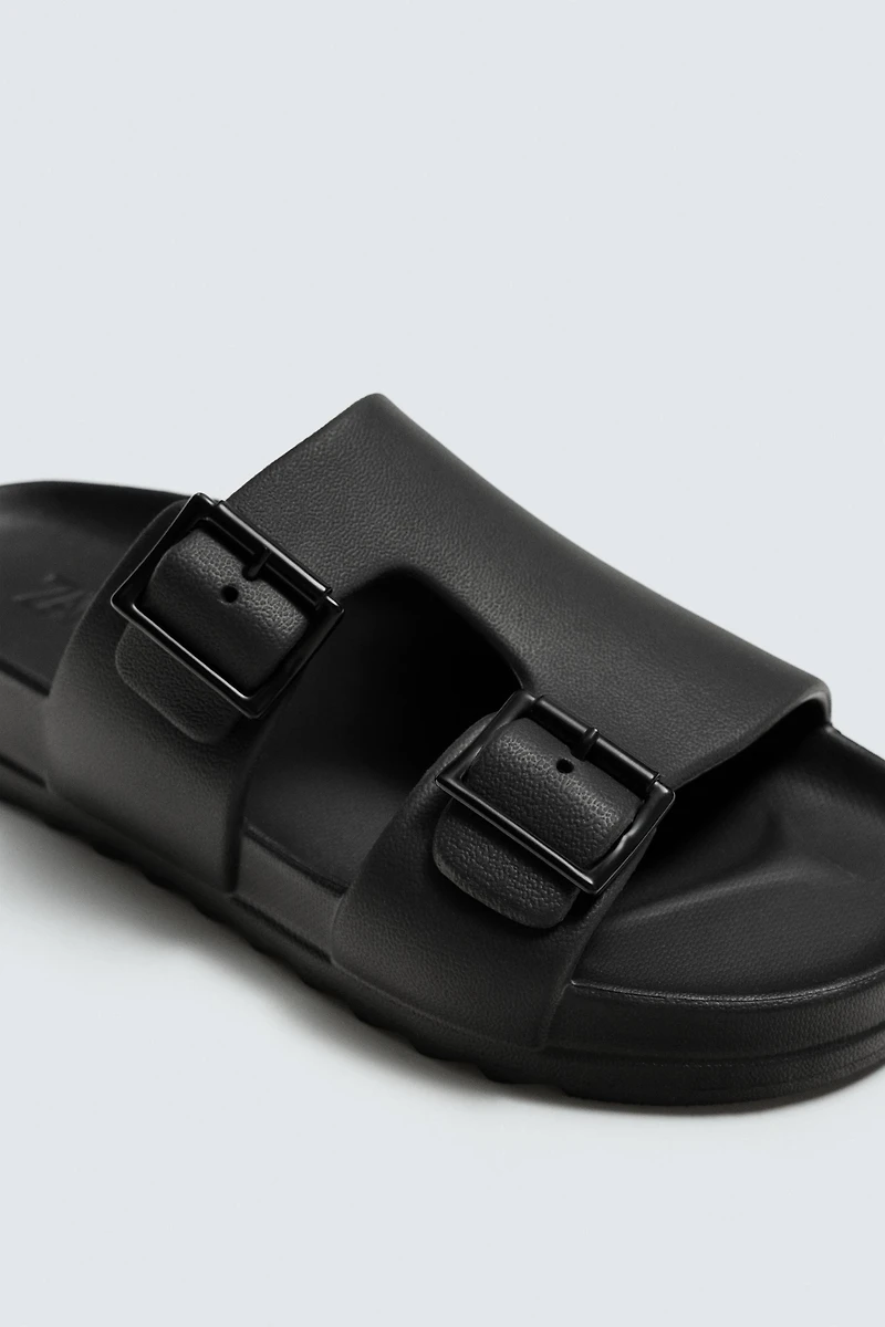 RUBBERIZED DOUBLE STRAP SANDALS
