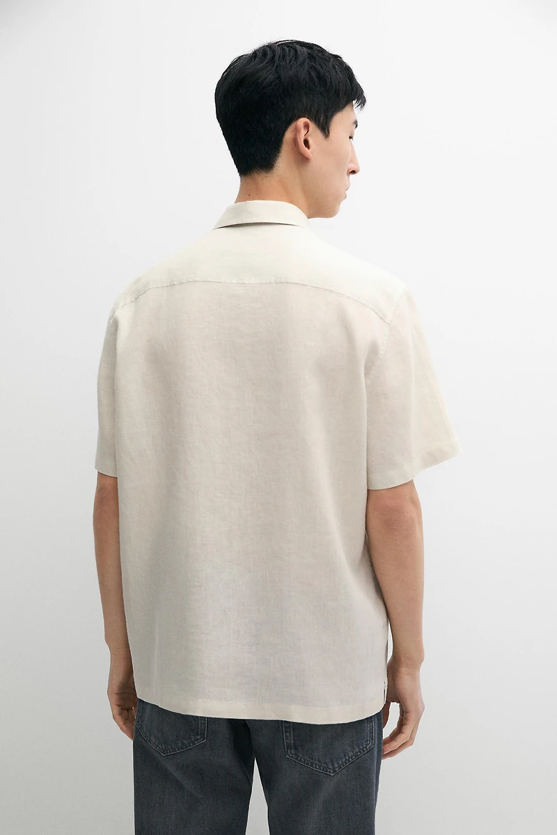 Regular fit 100% linen short sleeve shirt