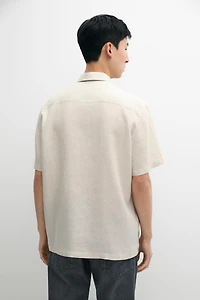 Regular fit 100% linen short sleeve shirt