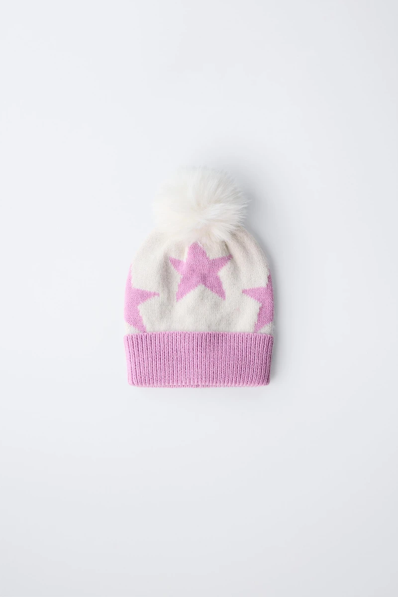 KNIT STAR POMPOM HAT SKI COLLECTION