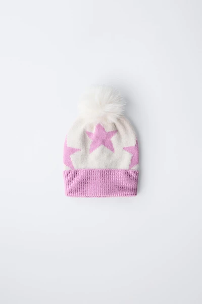 KNIT STAR POMPOM HAT SKI COLLECTION