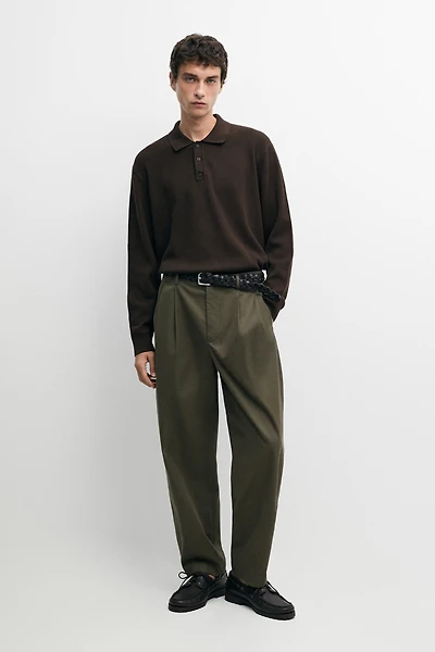100% cotton pants with double pleats