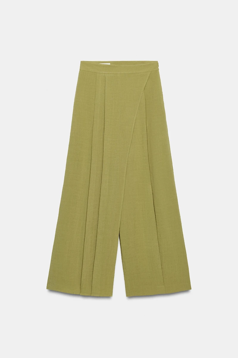 WRAP FRONT WIDE LEG PANTS