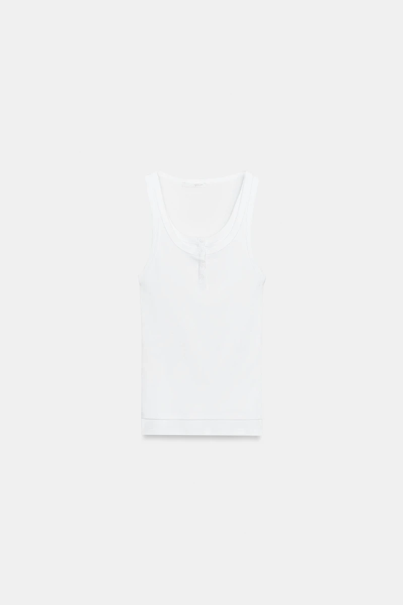 BUTTONED RIBBED TOP