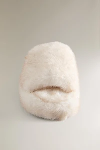 FAUX FUR FLATFORM SLIPPERS