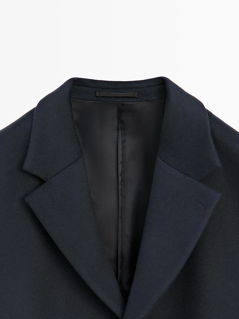 Long wool blend coat with lapel - LIMITED