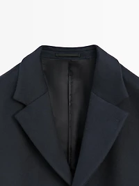 Long wool blend coat with lapel - LIMITED