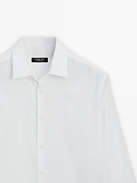 Chemise slim chinée en twill