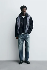 CONTRASTING COLLAR TOGGLE JACKET