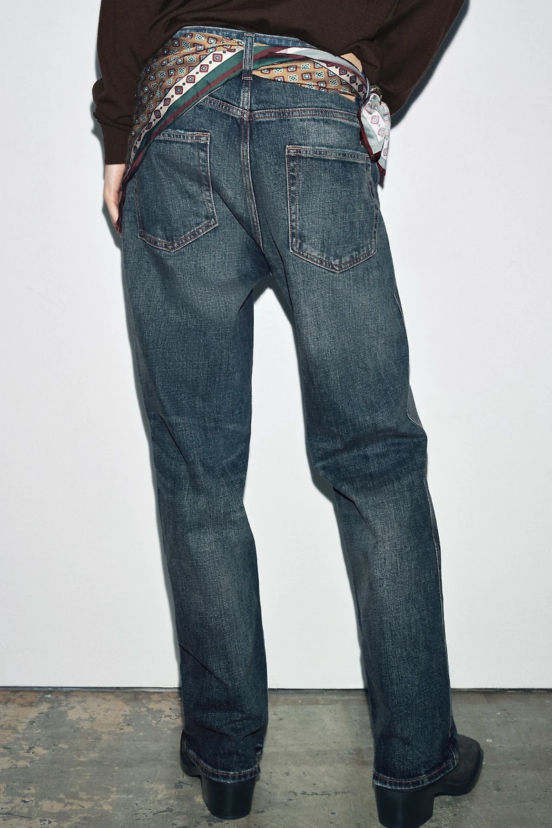 ZW COLLECTION LOW-RISE SCARF BAGGY JEANS
