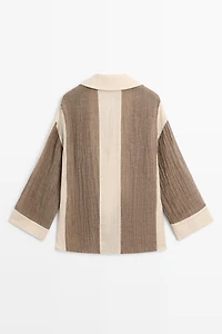 Flowing textured linen blend blouse