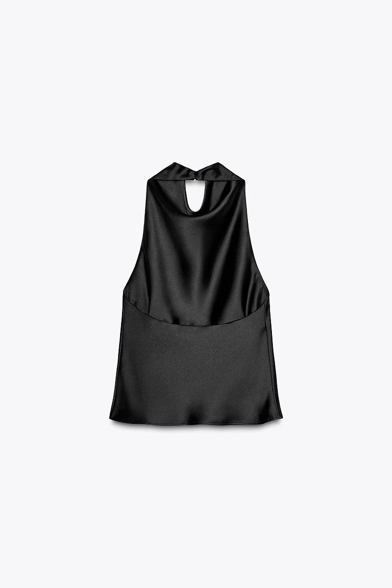 SATIN EFFECT HALTER TOP