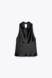 SATIN EFFECT HALTER TOP