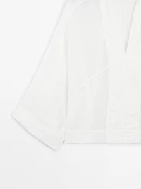 Flowing linen blend blouse with seam details