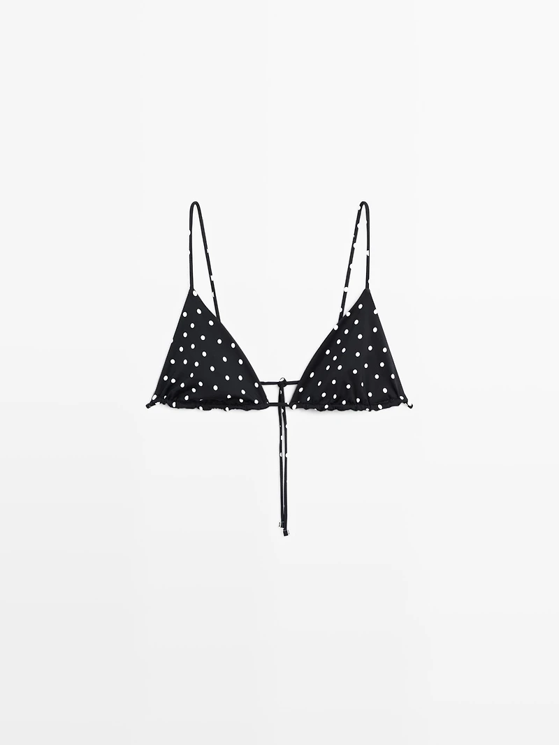 Polka dot print triangle bikini top