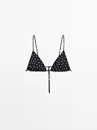 Polka dot print triangle bikini top