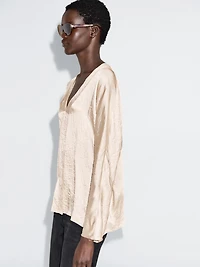 Satin V-neck blouse
