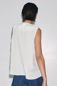 ZW COLLECTION LINEN RUFFLE SHIRT
