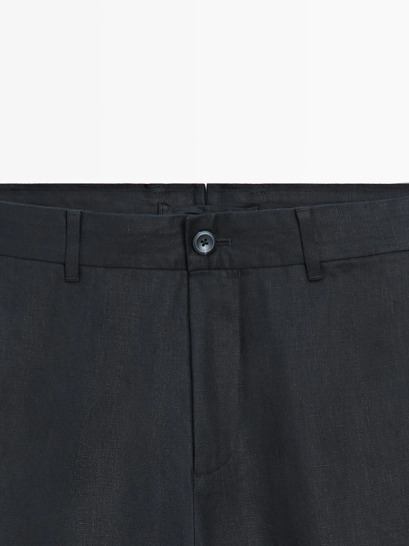 100% linen tapered fit trousers