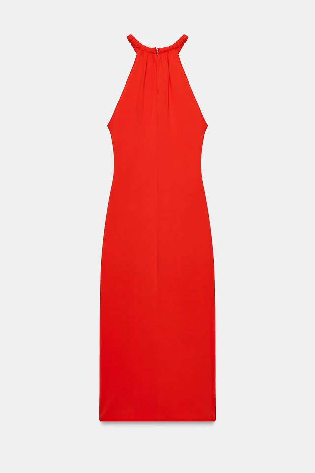 Zara HALTER FRAY MIDI DRESS | Place Rosemre