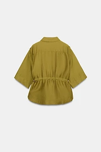 LINEN BLEND SAFARI SHIRT WITH TIES