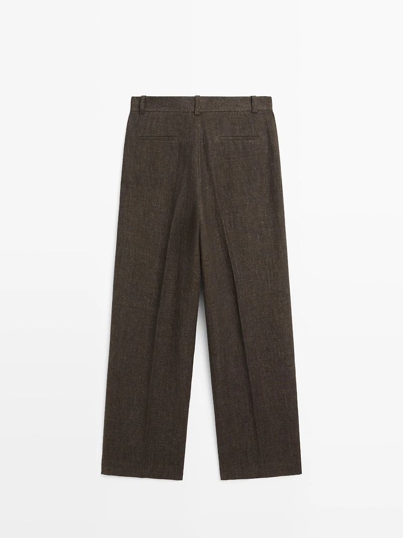 Total look melange linen darted trousers