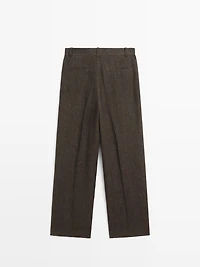 Total look melange linen darted trousers