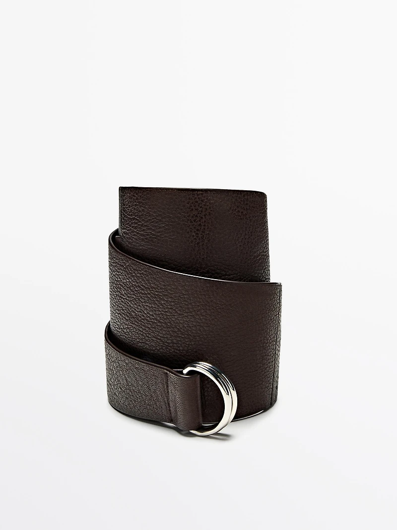 Nappa leather sash belt with buckle detail