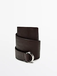 Nappa leather sash belt with buckle detail